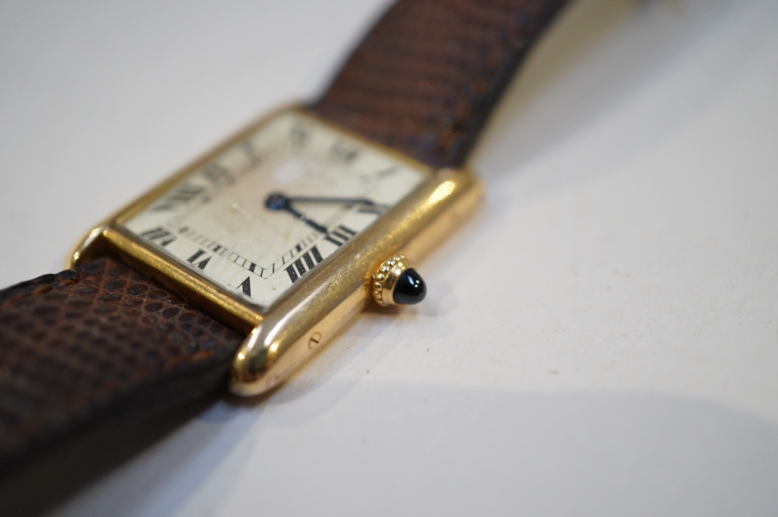Richard Avedon (American, 1923-2004), a Cartier 18ct. gold tank manual wind wrist watch